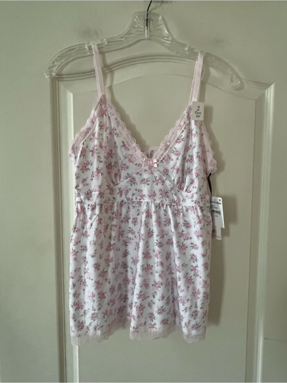 Laura Ashley “Pink Roses” Floral Lace-Trim Sleep Set, Cami & shorts Size Large - Picture 10 of 16